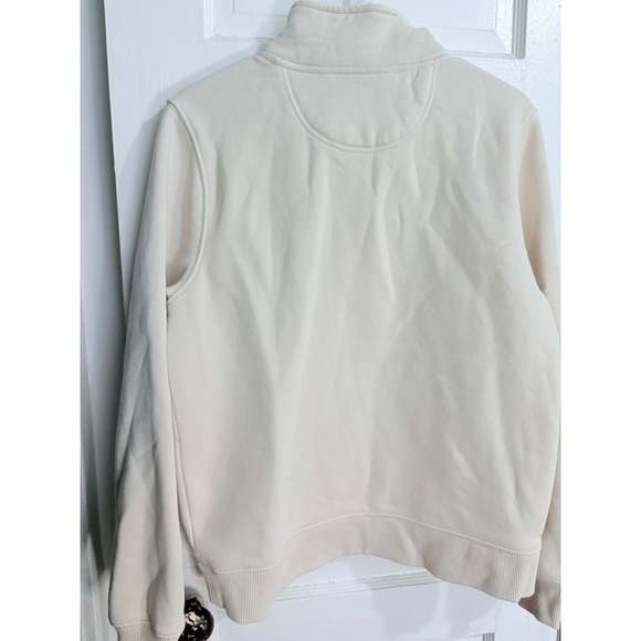 Carhartt Womens Relaxed Fit Quarter Zip Cozy Sweatshirt Cream Off-White Workwear - Picture 7 of 7